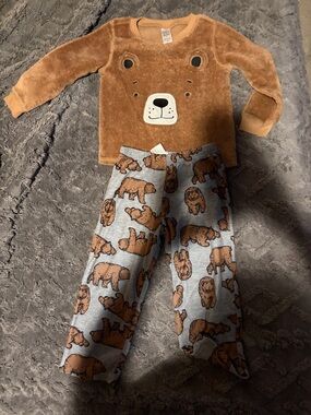 Carter's Brown Bear Plush Top with Gray Bear-Print Pajama Pants